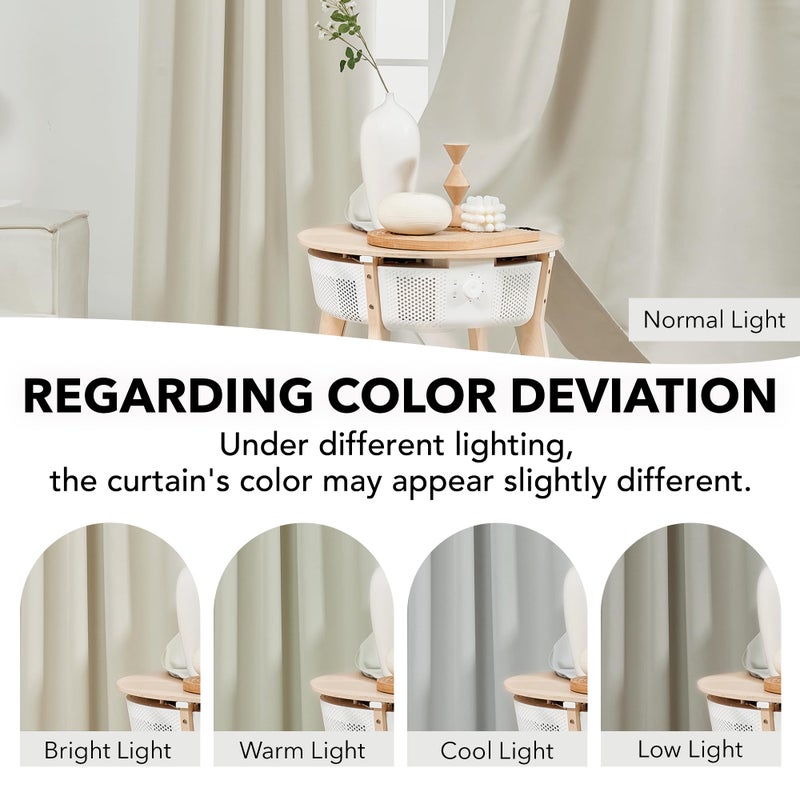 Deconovo Room Darkening Curtains for Living Room, Light Beige Light Filtering Thermal Drapes 72 Inches Long, Back Tab and Rod Pocket Window Curtains, 42W x 72L Inch, 2 Panels - Image 4